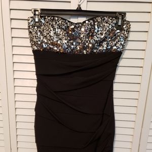 Black and silver mini dress